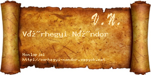 Várhegyi Nándor névjegykártya